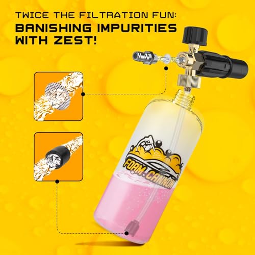 Foam Cannon for Pressure Washer, 1L Bottle Snow Foam Cannon with 5 Pressure Washer Nozzle Tips, 1/4 Inch Quick Connector, Compatible with Gas Pressure Washers&Electric Pressure Washers | Foam Cannon