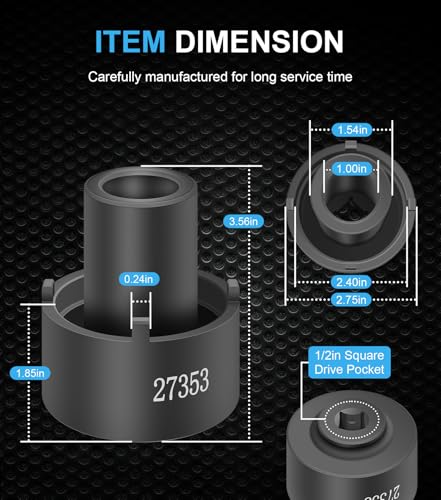 27353 Rear Axle Nut Wrench Fit for Ford F-250, F-350, F-450 Trucks 2003 and Up, 4 Lug Socket Wrench for 10-1/2-inch Rear Axle, 2-3/4-inch Outer, Replace for 205-448 27353 6610