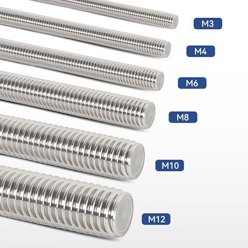 24 Pcs 304 Stainless Steel M3 Fully Threaded Rod,2"(51mm) Threaded Rod,Right Hand Threads，with Nuts (24, M3x51mm) - size: M3x51mm