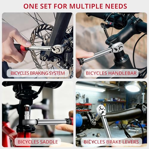 XUNTOP 22Pcs Torque Wrench Set 1/4 Inch Torque Wrench with 3.69–18.44 Ft-LB Range 72 Tooth Drive Rachet Torque Wrench with Hex/Phillips/Torx Bits for Bike Motorcycle Car Tire Auto Repair