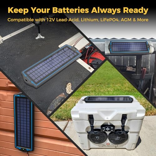 SUNAPEX 12V Solar Battery Charge: 5W Waterproof Portable Solar Panel Kit - Battery Maintainer Trickle Charger - with Upgrade Built in Charge Controller for Car Boat RV Trailer Automotive Motorcycle - size: 5W