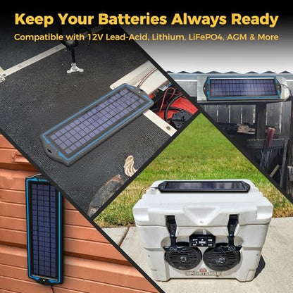SUNAPEX 12V Solar Battery Charge: 5W Waterproof Portable Solar Panel Kit - Battery Maintainer Trickle Charger - with Upgrade Built in Charge Controller for Car Boat RV Trailer Automotive Motorcycle - size: 5W