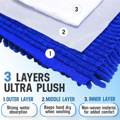 Ultra Plush Microfiber Car Wash Mitt - Scratch-Free, Lint-Free, Extra Absorbent, Machine Washable - Detailing Chenille Cleaning Mitt Perfect for Cars, Trucks, Motorcycles, and Household Surfaces - size: 2 Pack
