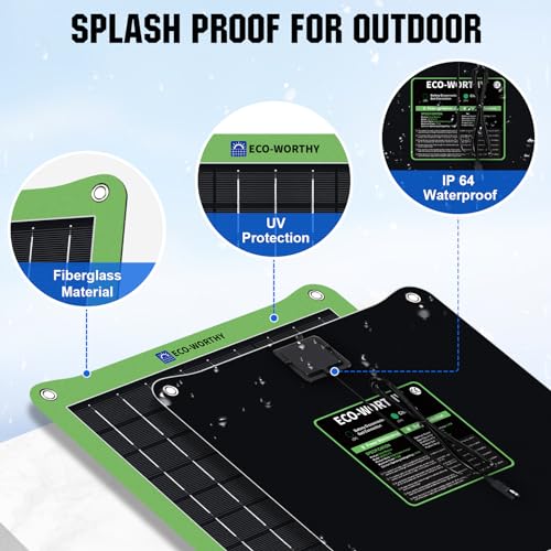 ECO-WORTHY Upgrade 7.5W Solar Car Battery Charger Maintainer 12V Waterproof Solar Panel Portable Solar Trickle Charger for Car Truck Boat Lawn Mower RV Trailer Tractor Utility Vehicle Battery