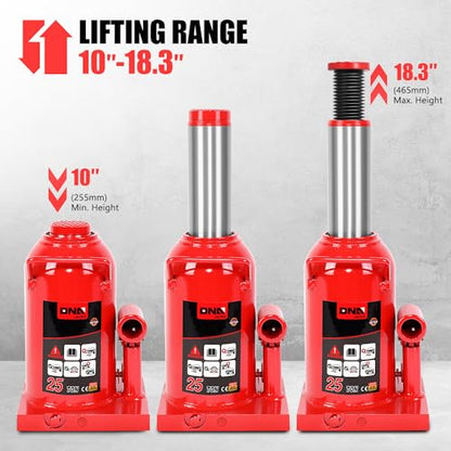 DNA Motoring 25 tons / 55115 lbs Lifting Automotive Welded Hydraulic Bottle Jack for Repair Vehicle, Pickup, Truck, w/Manual Handle, Red,TOOLS-00363 - color: red, style: 25 ton