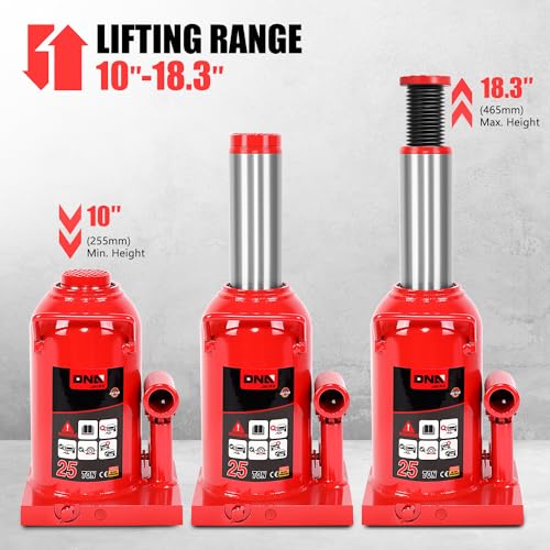 DNA Motoring 25 tons / 55115 lbs Lifting Automotive Welded Hydraulic Bottle Jack for Repair Vehicle, Pickup, Truck, w/Manual Handle, Red,TOOLS-00363 - color: red, style: 25 ton