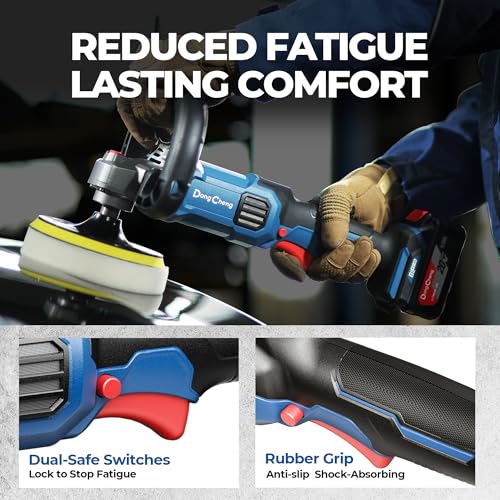 Dong Cheng 20V Brushless Cordless Polisher, Includes 4.0Ah Batteries, 500-3000RPM Buffer Polisher, 6-Speed with 6" Car Polisher Pad, Rotary Polisher for Car Detailing & Polishing.