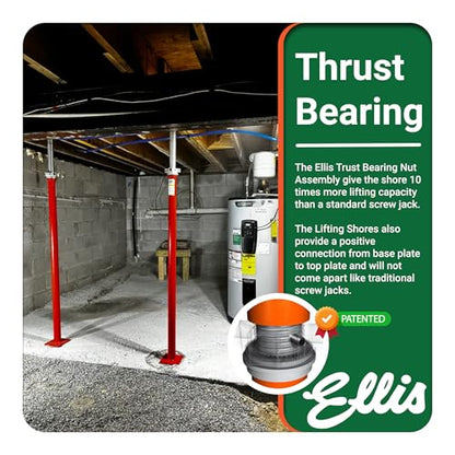 ELLIS Heavy-Duty Adjustable Steel Shore - Basement House Jack for Floor Leveling, Foundation, Beams & Concrete Bracing - 27,000 lb Capacity, 103"-128" Adjustable Support - size: 103" - 128" Adj. Safe Load Capacity (27,000 lb)