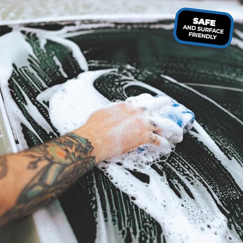 The Rag Company - Ultra Clay Scrubber - Fast and Effective Removal of Paint Contaminants, Light Overspray, and More; Dual Sided Design for Scrubbing and Clay Work; Deep Clean Glass (2-Pack) - color: Blue