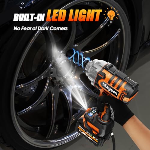1/2" Cordless Impact Wrench, 900Ft-lbs (1200N.m) Brushless High Torque Impact Gun,3800RPM,3 Variable Speeds,LED Light,2x4000mAh Battery, 5 Sockets,Electric Impact Gun for Car/Mower/Pickup - size: 1200n