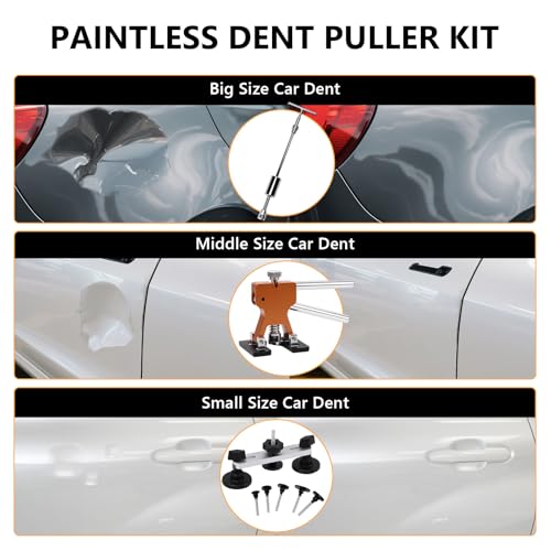 139pcs Dent Puller Kit, Paintless Dent Removal Kit for Dent Repair, Car Dent Repair Kit with Golden Lifter, Bridge Puller, Slide Hammer T-Bar, Car Dent Puller for Car Refrigerator Door Ding Repair