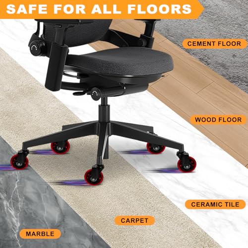 Rolling Shop Stool for Garage with Casters,Office Chair Wheels for Hardwood Floors- 3" Replacement Rubber Wheels