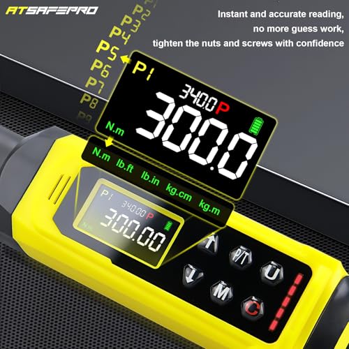 ATsafepro Digital Torque Wrench-1/2-Inch Drive & 5.1-340Nm (3.8-250.8 ft-lb), Heavy Duty Torque Wrench with Buzzer, 5 Units, ±2% Accuracy for Trucks & Machinery - style: 1/2" 3.8-250.8 FT.LB Digital Torque Wrench