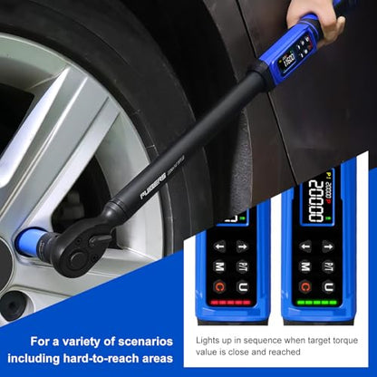 1/2" Digital Torque Wrench 2.2-147.5 Ft.lb/ 3-200 Nm， Digital Electronic Torque Wrench ±1% Accuracy, 5 Units LCD Screen with Buzzer & LED Alarm for Cars,Motorcycles,Bicycle - size: 1/2" 2.2-147.5 FT.LB