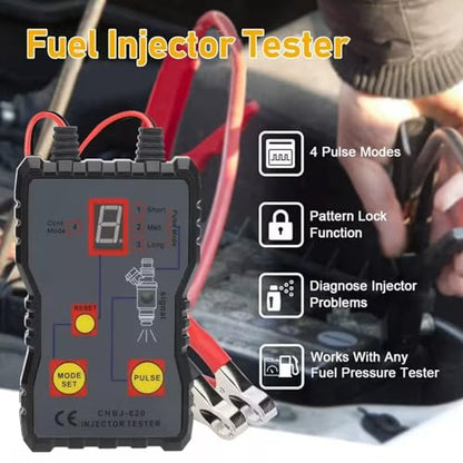 Universal Fuel Injector Tester and Cleaner Tool Kit, 4 Pulse Modes, Dual Channel for 2 Injectors, 12V/5V, with Adapters, DIY Diagnostic & Cleaning for Cars Motorcycles EFI Gasoline Engines