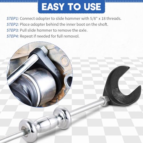 Inner CV Axle Removal Tool 48mm with Nut for Front Wheel Drive Vehicles | Front Wheel Drive Axle Pulley Attachment Fits Slide Hammers with 5/8-inch x 18 Threads, CV Joint Fork Removal Adapter
