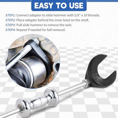 Inner CV Axle Removal Tool 48mm with Nut for Front Wheel Drive Vehicles | Front Wheel Drive Axle Pulley Attachment Fits Slide Hammers with 5/8-inch x 18 Threads, CV Joint Fork Removal Adapter