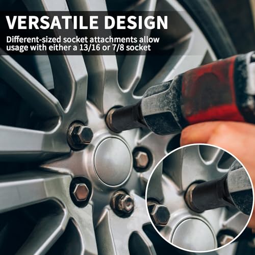 6 & 7 Spline Socket Set with Lock Key - Locking Lug Nut Removal Tool for Aftermarket Wheel Installation & Removal (16-Piece)
