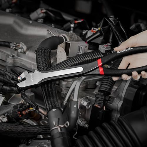 WISEUP 5Pcs Long Needle Nose Pliers Set ，Premium Carbon Steel | 11" Long Reach Straight ，45° Bent Nose ，90° Bent Nose Plier，Diagonal Pliers for Narrow Spaces