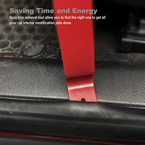 GLK Trim Removal Tool Pry Tool Kit | Door Panel Removal Tool, Fasteners Remover, Automotive Hook Set, 9pcs - color: Red