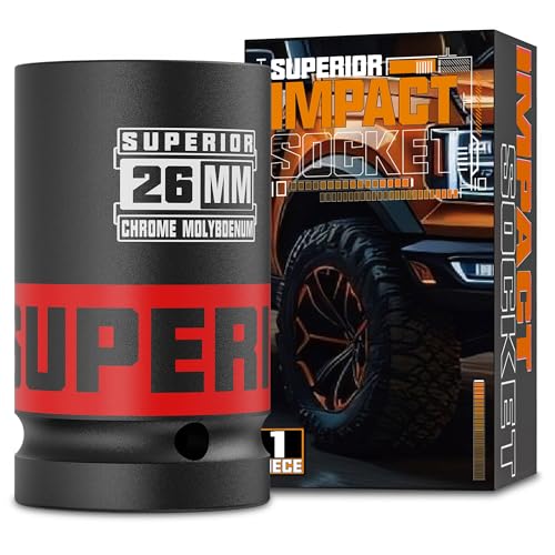 3/4" Drive Impact Socket, 26 mm Deep Socket, Metric Axle Nut Socket, 6 Point, CR-MO, Automotive, Truck Maintenance, Heavy Equipment Repair - size: 3/4" Drive 26mm Deep
