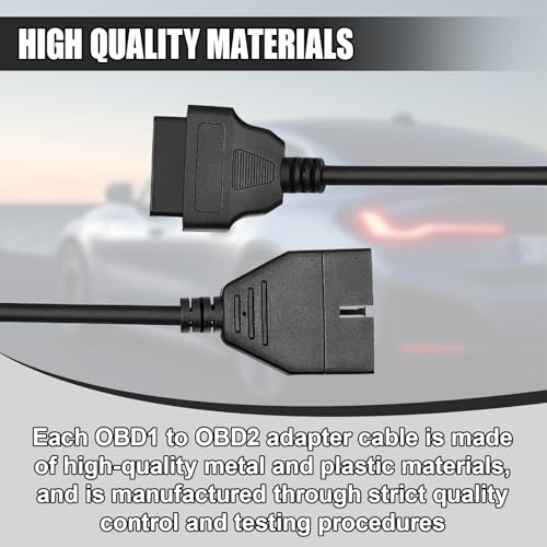 OBD1 to OBD2 Adapter, Auto Cable Code Reader Diagnostic Extension Tool, OBD1 12 Pins to OBD2 16 Pins Car Socket Scanner Cable, Auto Scanner Connector Replacement for Most Models