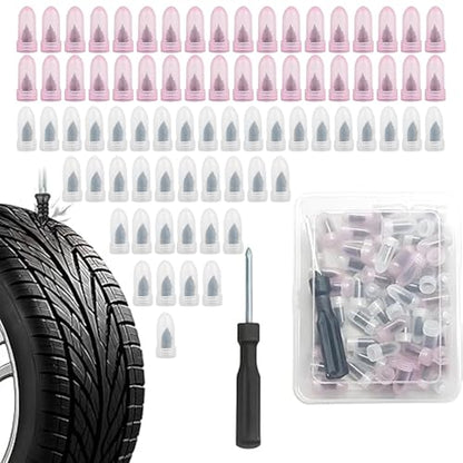 80 PCS Tire Repair Rubber Nail Kit, Tire Plug Kit, Tire Plugs, Complete Tire Repair Screws for Emergency Roadside Puncture Fixes, Includes Screwdriver for DIY Car Maintenance (L*40,S*40)