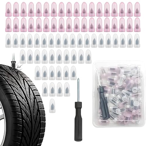 80 PCS Tire Repair Rubber Nail Kit, Tire Plug Kit, Tire Plugs, Complete Tire Repair Screws for Emergency Roadside Puncture Fixes, Includes Screwdriver for DIY Car Maintenance (L*40,S*40)