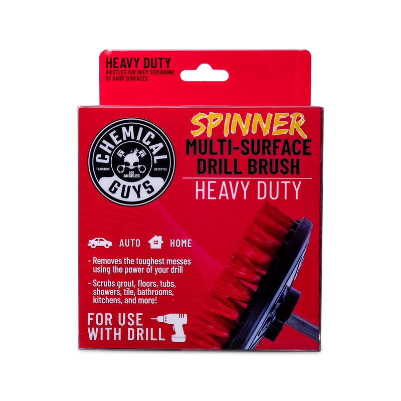 Chemical Guys, Heavy Duty Spinner Multi-Surface Drill Brush, Red, Scrubber | Powered drill brush scrubs heavy dirt and grime from grout, tubs, tires and mats, fits any standard drill - style: Heavy Duty