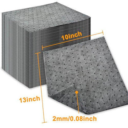 CONLI 100 PCS Oil Absorbent Pads Weight Dimpled Absorbing Sheets Water Absorbent Mat Garage Accessories Oil Spill Mat for Absorbing Protecting Home Garage Basement