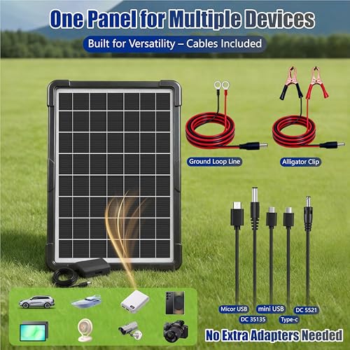 20W Hybrid Solar Battery Charger & Maintainer 12V + USB Hub Kit - Waterproof Trickle Charger for Car, Boat, RV, Motorcycle - Universal 5-in-1 Portable Solar Panel for Phone, Camping