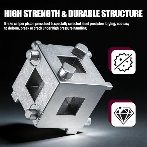 Aokdom Cube Brake Caliper Compression Tool with 3/8" Drive Port,6-in-1 Rear Brake Caliper Tool Resets Pistons,Professional Disc Brakes Piston Compressor Tools Automotive Tools
