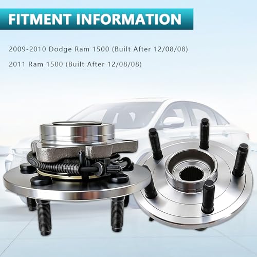 515126 Front Wheel Bearing Hub Assembly for Dodge Ram 1500 2009-2010, Ram 1500 2011 (2PCS) - size: 515126