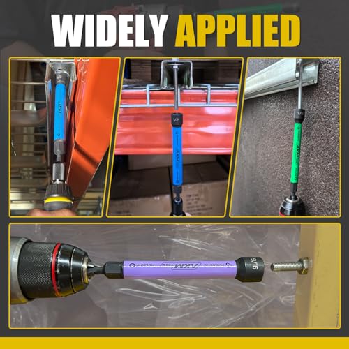 6 PCS Hollow Nut Driver Set, Magnetic nut driver set, Hollow Shaft Nut Driver Set, SAE, Color Coded, Hex Sizes, 1/4 to 9/16-Inch, Nut Setter, Hollow Nut Driver with 5-Inch Extended Reach - size: 6 PCS Hollow Magnetic Nut Driver Set