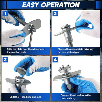 24pcs Heavy-Duty Disc Brake Caliper Tool & 8pcs Drum Brake Tool | 32PCS Dual Brake Tools 2 in 1 Brake Caliper Compression Tool & Brake Spoon Set with Drum Brake Spring Pliers
