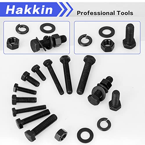 272PCS Hex Bolts and Nuts Kit, 1/4, 5/16, 3/8 Hex Bolts Screws Nuts Flat Lock Washers Assortment Kit, Carbon Steel Machine Screws Set Grade 8.8 (Black) - size: 272PCS 1/4 5/16 3/8 Hex Bolts Black