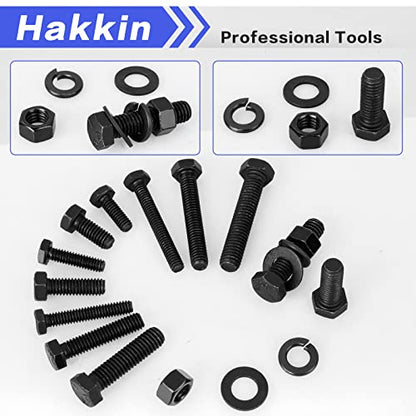 272PCS Hex Bolts and Nuts Kit, 1/4, 5/16, 3/8 Hex Bolts Screws Nuts Flat Lock Washers Assortment Kit, Carbon Steel Machine Screws Set Grade 8.8 (Black) - size: 272PCS 1/4 5/16 3/8 Hex Bolts Black