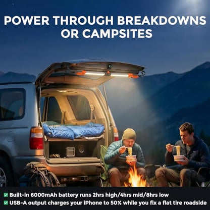 2300 Lumen Underhood Work Light Rechargeable - Foldable LED Mechanic Light Bar with 3 Brightness Levels, 6000mAh Battery Power Bank, IP65 Waterproof, Telescoping Hooks for Car Repair Garage