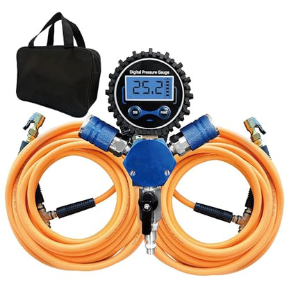 Outran 4 Tire Inflation Deflation System Up to 200" Wheelbase,High Flow 4 Tire Inflator for Truck, Car, Trailers & Motorcycles with Digital Tire Pressure Gauge and Closed Flow Air Chuck