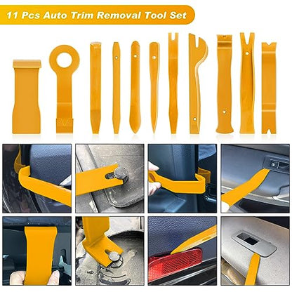 GOOACC 19Pcs Trim Removal Tool Set with Storage Bag | Fastener Clip Removers Auto Plastic Trim Tools Upholstery Pliers & Terminal Tools for Car Panels Audio Systems Yellow - color: Yellow