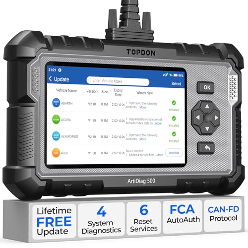 TOPDON AD500 OBD2 Scanner Car Code Reader Scan Tool, Engine ABS SRS Transmission Diagnostics Tool, Oil/Throttle/SAS/TPMS/BMS/EPB Reset Car Scanner, Free Upgrade for DIY