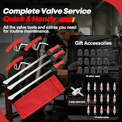 38 PCS Tire Spoons Tool Set, Premium Tire Irons Tire Changing Kit with 14.5" Levers for Motorcycle, Dirt Bike & Lawn Mower, Including Rim Protectors, Valve Tools & Accessories - size: 3 × 14.5"