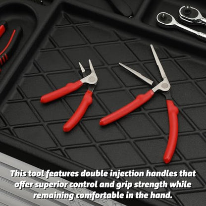 2PC Kiwi Bent Head Needle-Nose Pliers, Angled Head Needle Nose Kiwi Pliers, 6-Inch and 8-Inch, Double Injection Handles, Bent Head Design for Access Tight Spaces