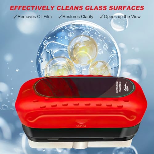 Oil-Free Car Glass Brushes, Upgrade 2.0 Clear Vision Glass Cleaner, Oil Film Cleaning Brush for Automotive Windows, Clearvision Cars Windshield Cleaner Tool (1set) (1, Red)