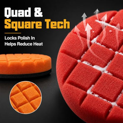 8 Pcs Buffing Polishing Pads, 6.5 Inch Polishing Pad, Compound Buffing Sponge Pads & Woolen Pads Cutting Polishing Pad Kit for Car Buffer Polisher - size: 6.5 - Inch