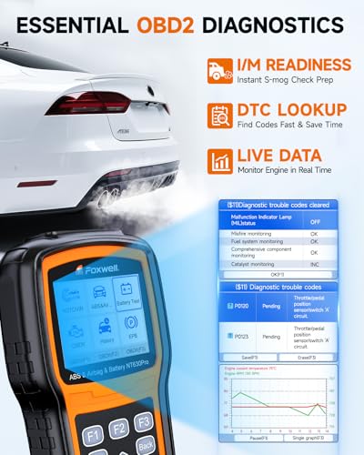 FOXWELL NT630 PRO OBD2 Scanner ABS/SRS, Battery Tester, 5 Resets, ABS Bleed | 2-IN-1 Car Scanner & 12V Car Battery Tester(100-3000CCA), ABS Brake & Bidirectional Test, BMS/OIL/SAS/EPB Resets, Live Data