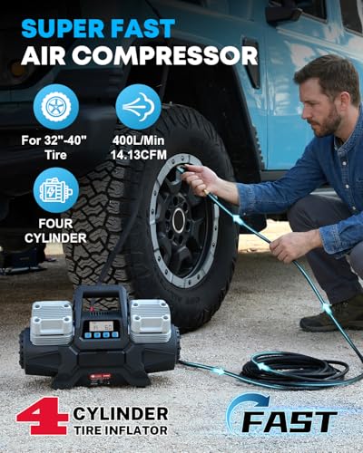 Kohree 12V Four Cylinder Fast Air Compressor with Digital Display Panel | Heavy Duty 14.13 CFM Tire Inflator Tire Pump for Offroad Truck RV 4x4 Vehicle, Max 150 PSI