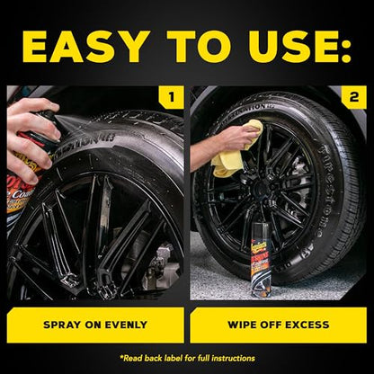 Meguiar's Hot Shine High Gloss Tire Coating - Get Long-Lasting Tire Protection and Glossy Tires with a Wet Look Shine, 3 Pack of 15 Oz Aerosol Cans