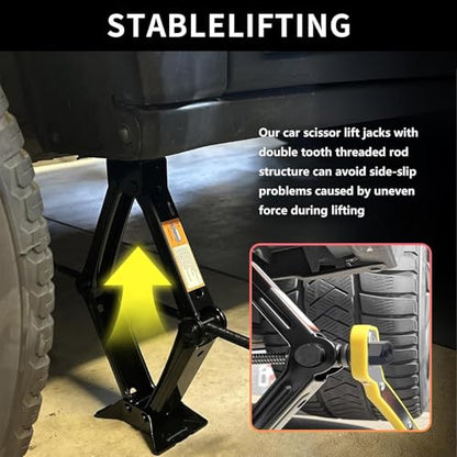 2 Ton Scissor Jack, Portable Car Jack with Lug Wrench, Tire Changing Tool Kit for Sedan SUVs Emergency Flat Tire Repair