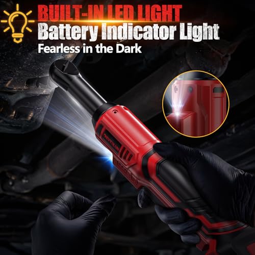 3/8" Cordless Power Ratchet Wrench Compatible with Milwaukee 18V Battery (No Battery) 60FT Torque, 0-400RPM Variable Speed Motor, Extended Wrench with 7 Sockets 1/4" Adapter 3" Extension Bar